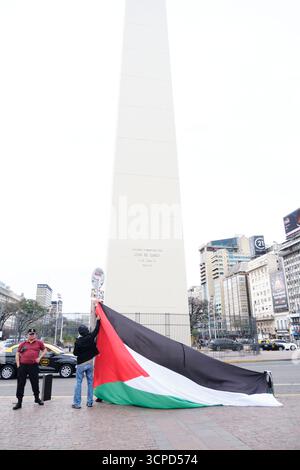 Buenos Aires, Argentine ; 23 septembre 2025 : protestation contre le génocide commis par Israël contre la Palestine et l'inaction de l'ONU Banque D'Images