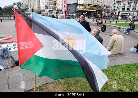 Buenos Aires, Argentine ; 23 septembre 2025 : protestation contre le génocide commis par Israël contre la Palestine et l'inaction de l'ONU. Le palestinien Banque D'Images
