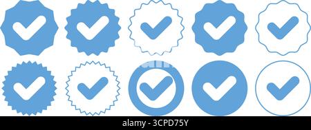 Vérification de la collection de badges cochés et d'icônes d'approbation Illustration de Vecteur