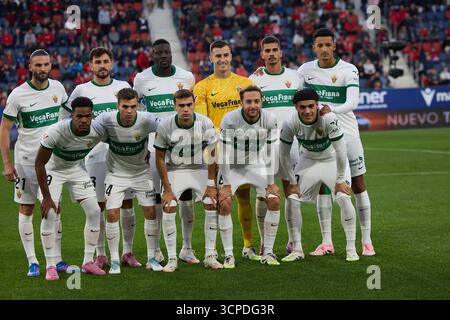 Pampelune, Espagne. 25 septembre 2025. Sport. Football/Soccer.Football match de la Liga EA Sports entre CA Osasuna et Elche CF joué au stade El Sadar à Pampelune (Espagne) le 25 septembre 2025. Crédit : Inigo Alzugaray/cordon Press crédit : CORDON PRESS/Alamy Live News Banque D'Images