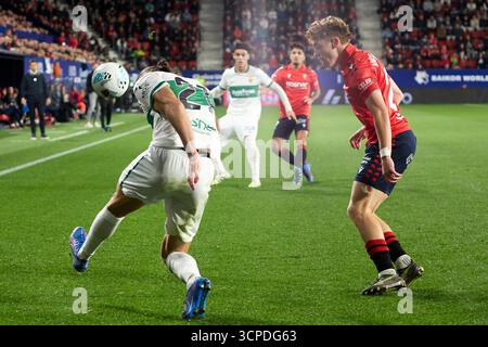 Pampelune, Espagne. 25 septembre 2025. Sport. Football/Soccer.Football match de la Liga EA Sports entre CA Osasuna et Elche CF joué au stade El Sadar à Pampelune (Espagne) le 25 septembre 2025. Crédit : Inigo Alzugaray/cordon Press crédit : CORDON PRESS/Alamy Live News Banque D'Images