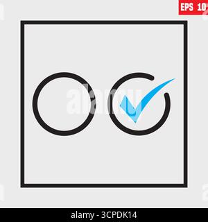 Icône de case à cocher avec la case correcte, accepter les icônes de coche cochée. Symbole d'approbation. Conception vectorielle d'icône de coche. icône de coche. Illustration de Vecteur