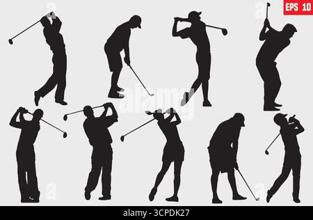 Silhouettes de personnes dansant le vecteur de joueur de golf Illustration de Vecteur
