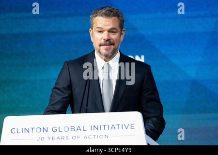 25 septembre 2025, New York, New York, États-Unis : MATT DAMON, acteur et co-fondateur, Water.org & WaterEquity, prenant la parole à la conférence Clinton Global Initiative à New York City, New York (crédit image : © Michael Brochstein/ZUMA Press Wire) USAGE ÉDITORIAL SEULEMENT ! Non destiné à UN USAGE commercial ! Banque D'Images