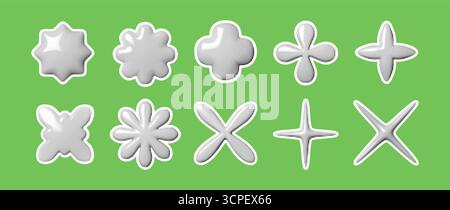 Formes rétro abstraites avec texture demi-teinte dans le style pop art vintage. Icônes 3D minimales pour la décoration, l'affiche, le motif et le design tendance. Isolé Illustration de Vecteur