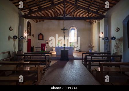 San Biagio a Vignoni, église de style roman à Vignoni a San Quirico d'Orcia dans la province de Sienne, Italie Banque D'Images