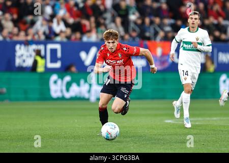 Pampelune, Espagne. 25 septembre 2025. Victor Munoz (Osasuna) Football/Football : Espagnol 'la Liga EA Sports' match entre CA Osasuna - Elche CF à l'Estadio El Sadar à Pampelune, Espagne . Crédit : Mutsu Kawamori/AFLO/Alamy Live News Banque D'Images