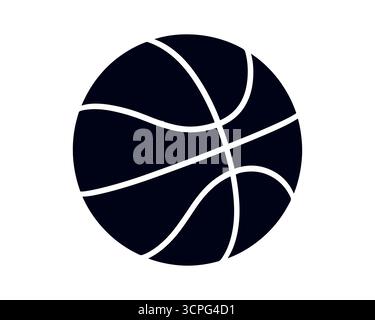 Silhouette vectorielle de balle de basket-ball, conception d'icône d'équipement sportif minimaliste Illustration de Vecteur