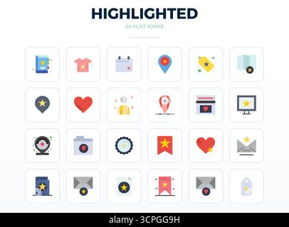 Pack essentiel de 24 PIXELS D'icônes vectorielles parfaites pour mis en évidence dans le format minimal Flat, dimensionné à 128x128 pour des performances et une évolutivité optimales. Illustration de Vecteur