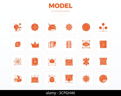 Débloquez 24 icônes vectorielles SolidFill PIXEL Perfect inspirées par Model, optimisées au format 128x128 pour un affichage impeccable sur tous les appareils. Illustration de Vecteur