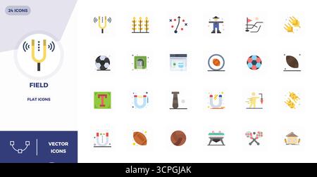 Icônes vectorielles intelligemment conçues 24 PIXELS parfaites inspirées par Field, créées au format plat à 128x128 pour des workflows de conception intelligents et efficaces. Illustration de Vecteur