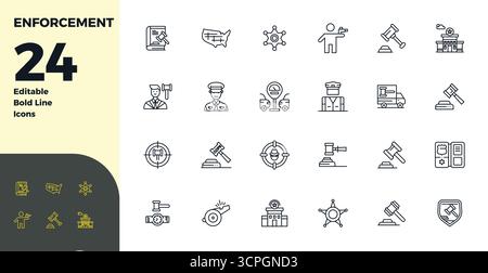 Collection de 24 icônes vectorielles Bold Line PIXEL parfaites pour l'application, conçues en format 128x128 pour la clarté et la polyvalence. Illustration de Vecteur