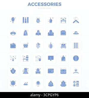 Ensemble révolutionnaire d'icônes vectorielles parfaites de 36 PIXELS inspirées par Accessoires, créé au format SolidFill à une résolution de 128x128 pour un design de pointe. Illustration de Vecteur