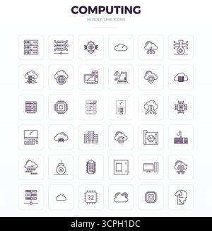 Boîte à outils complète de 36 icônes vectorielles sur le thème de l'informatique, développée dans Strong Outline avec 128x128 PIXELS précision parfaite pour desig polyvalent Illustration de Vecteur
