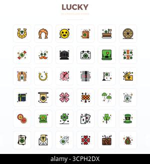 Améliorez vos projets avec 36 icônes vectorielles LineFill sur le thème de Lucky, avec une résolution parfaite de 128x128 PIXELS idéale pour un d propre et professionnel Illustration de Vecteur