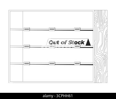 Videz la tablette avec l'objet ligne 2D d'affiche de rupture de stock Illustration de Vecteur