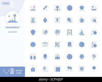 Intelligemment conçu 36 PIXELS icônes vectorielles parfaites inspirées par Amusement, créé dans un format rempli à 128x128 pour un travail de conception intelligent et efficace Illustration de Vecteur