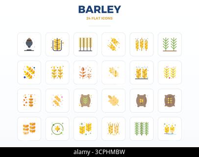 Bundle stratégique avec 24 icônes vectorielles représentant l'orge dans le format minimal Flat, optimisé avec 128x128 PIXELS qualité parfaite pour professionnel w Illustration de Vecteur