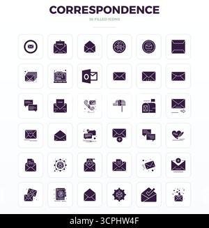 Un ensemble polyvalent de 36 icônes vectorielles SolidFill PIXEL Perfect axées sur la correspondance, livrées dans un format 128x128 net idéal pour les appli mobiles et web Illustration de Vecteur
