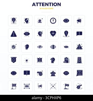 Professionnellement conçu 36 icônes vectorielles dans SolidFill, capturant l'essence de l'attention avec 128x128 PIXELS précision parfaite pour la conception d'interface utilisateur. Illustration de Vecteur
