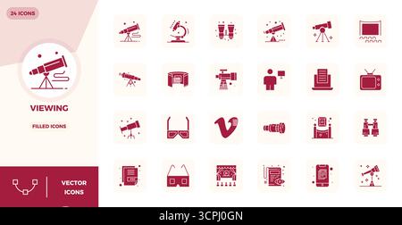 Icônes vectorielles intelligemment conçues 24 PIXELS parfaites inspirées par la visualisation, créées dans un format plein à 128x128 pour des workflows de conception intelligents et efficaces Illustration de Vecteur