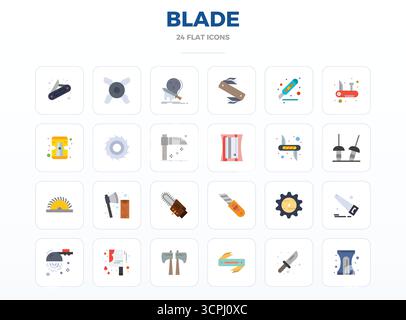Découvrez un ensemble de 24 icônes vectorielles minimales Flat conçues pour le thème Blade, avec des designs parfaits 128x128 PIXELS idéaux pour les projets UI / UX modernes. Illustration de Vecteur