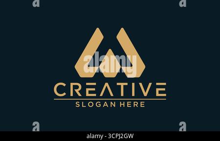 Design élégant et minimaliste du logo lettre W en or élégant, sur fond bleu marine sophistiqué. Ce graphique vectoriel est idéal pour les BR modernes Illustration de Vecteur