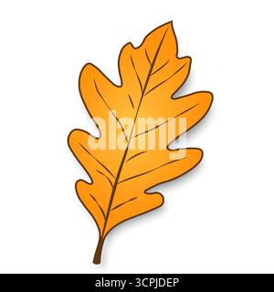 Une feuille d'automne orange dessinée à la main est isolée sur un fond blanc. Illustration de Vecteur