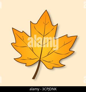 Feuille d'arbre d'automne jaune sur un fond transparent. Illustration de Vecteur
