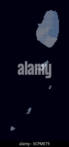 Carte en pointillés de Saint-Vincent-et-les Grenadines. Carte de style numérique du pays sur fond sombre. Illustration de Vecteur