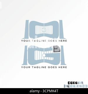 Conception de logo concept graphique créatif premium vecteur image stock top vendre porte de construction initiale G police centre barrière décor extérieur forgeron orné Illustration de Vecteur