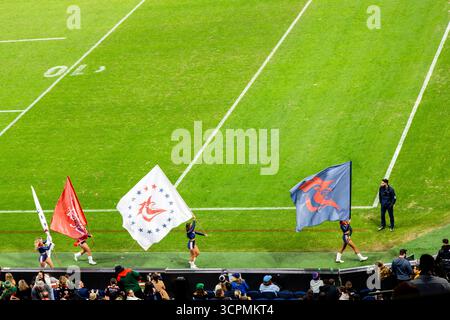 Sydney, Australie - 5 septembre 2025 : match de la ligue nationale de rugby entre les Roosters et les Rabbitohs dans l'arène du stade Allianz en Australie. Banque D'Images