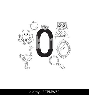 Lettre O alphabet coloriage pour les enfants Illustration de Vecteur