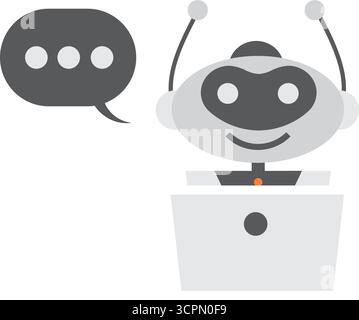 Icône robot. Chat Bot signe pour le concept de service d'assistance. Style plat de personnage de Chatbot. Illustration de Vecteur