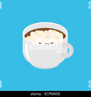 Tasse confortable de chocolat chaud garnie de guimauves. Parfait pour les thèmes hivernaux, les boissons chaudes, les vacances, le confort et les illustrations saisonnières. Illustration de Vecteur