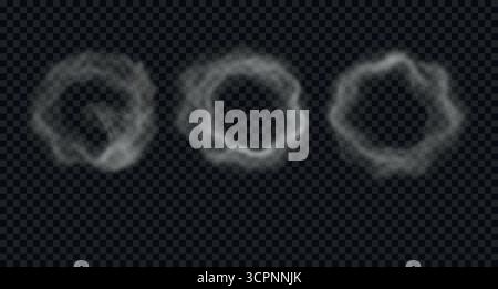 Vecteur réaliste rond et flou de narguilé. Cercles de vapeur qui coule, vapeurs isolées sur fond transparent Illustration de Vecteur