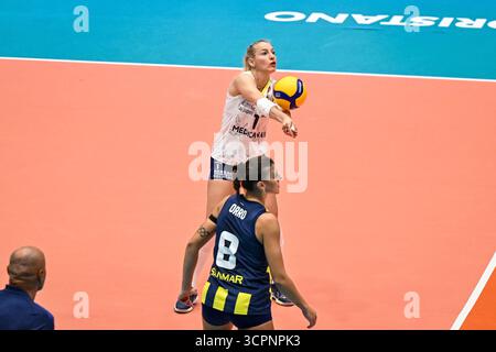 Oristano, Italie. 26 septembre 2025. Troisième place finale - Vakifbank Istanbul vs Panionios Atene, match test de volleyball à Oristano, Italie, septembre 26 2025 crédit : Agence photo indépendante/Alamy Live News Banque D'Images