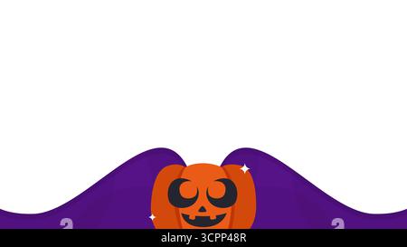 Illustration de citrouille souriante d'Halloween sur fond violet avec espace de copie blanc pour le texte parfait pour les événements saisonniers, les promotions et les annonces. Illustration de Vecteur