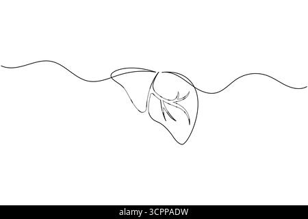 Anatomie hépatique en dessin continu à une ligne. illustration vectorielle d'isolation de concept d'organe humain Illustration de Vecteur