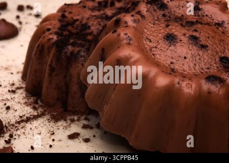 Gros plan de la barre de chocolat avec des poudres de cacao. Ce qui en fait un visuel appétissant pour les amateurs de desserts. Parfait pour les thèmes des desserts au chocolat. Banque D'Images