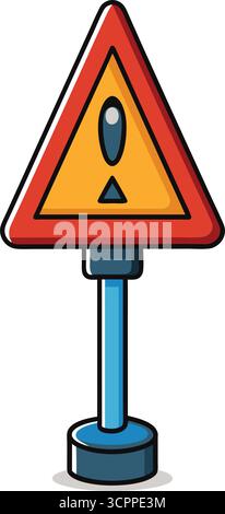 Illustration de signe d'avertissement de style de dessin animé sur fond transparent Illustration de Vecteur