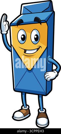 Bande dessinée enveloppe souriante mascotte ondulant sur fond transparent Illustration de Vecteur