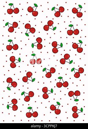 Motif cerise rouge frais. Design sans couture de fruits doux et juteux Illustration de Vecteur