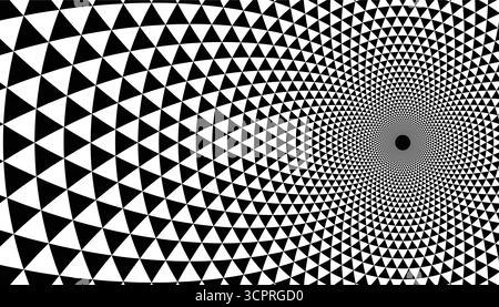 Fond élégant avec forme de cercle construit à partir de triangle demi-ton dans la texture plate noir et blanc. Illustration minimaliste abstraite parfaite pour les projecteurs numériques Illustration de Vecteur