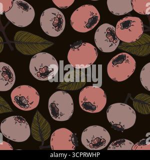 Modèle sans couture avec myrtille. Myrtilles naturelles fraîches mûres savoureuses. Illustration vectorielle pour arrière-plan, emballage, textile, tissu et divers Illustration de Vecteur