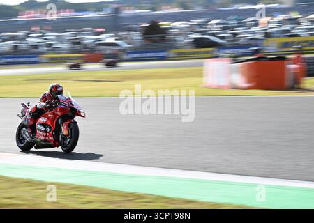 Motegi, Japon. 27 septembre 2025. Le coureur Ducati Francesco Bagnaia en action dans la course de sprint du MotoGP Japan 2025 qui s'est tenue au Mobility Resort Motegi le 27 septembre 2025 crédit : Agence photo indépendante/Alamy Live News Banque D'Images