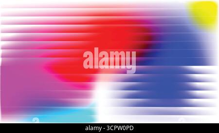 Superposer des rayures arc-en-ciel horizontales colorées abstraites et des couleurs néon avec néon fractal en verre nervuré. Illustration de Vecteur