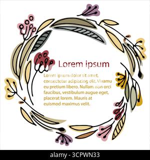 Cadre floral avec place pour votre texte. Modèle pour carte de vœux, flyer, invitation Illustration de Vecteur