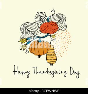 Carte de voeux pour Thanksgiving. Illustration vectorielle dessinée à la main, lettrage à la main Illustration de Vecteur