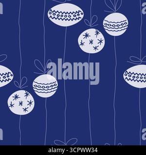 Modèle sans couture sur le thème de Noël et du nouvel an, avec des boules sur fond bleu Illustration de Vecteur